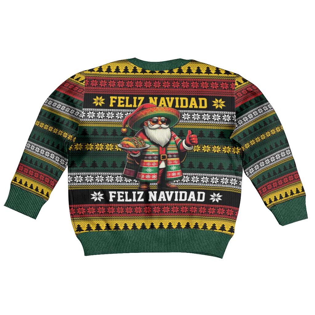 Mexican Santa Sombrero Kid Ugly Christmas Sweater Feliz Navidad Mexico - Wonder Print Shop