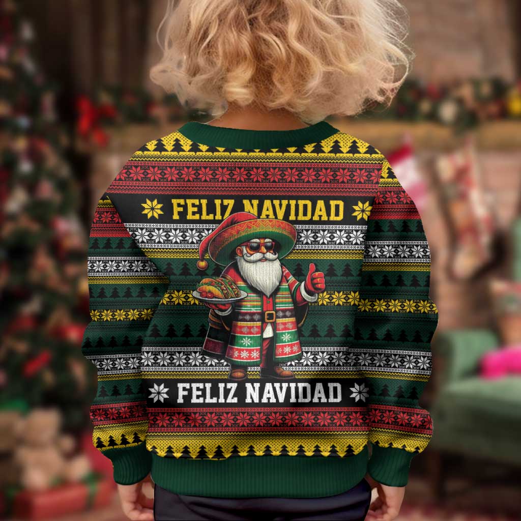 Mexican Santa Sombrero Kid Ugly Christmas Sweater Feliz Navidad Mexico - Wonder Print Shop