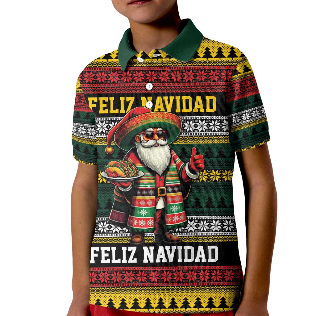 Mexican Santa Sombrero Kid Polo Shirt Feliz Navidad Mexico - Wonder Print Shop