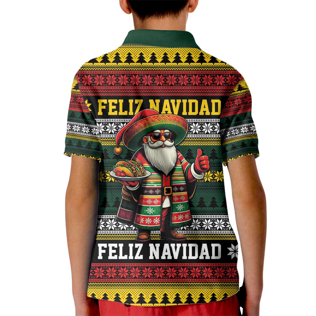 Mexican Santa Sombrero Kid Polo Shirt Feliz Navidad Mexico - Wonder Print Shop