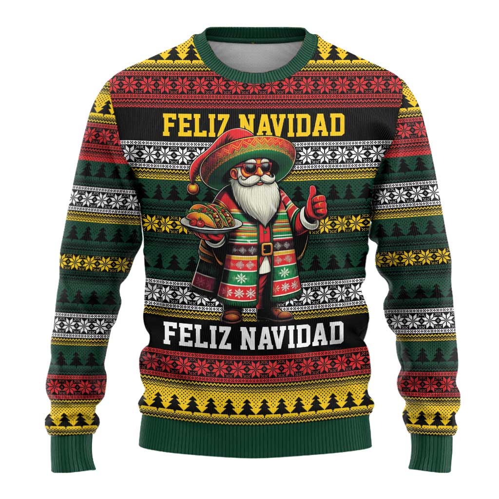 Mexican Santa Sombrero Ugly Christmas Sweater Feliz Navidad Mexico - Wonder Print Shop