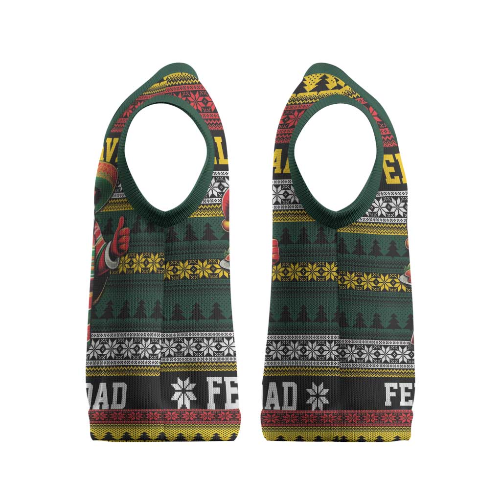 Mexican Santa Sombrero Christmas Knitted V-Neck Vest Feliz Navidad Mexico - Wonder Print Shop