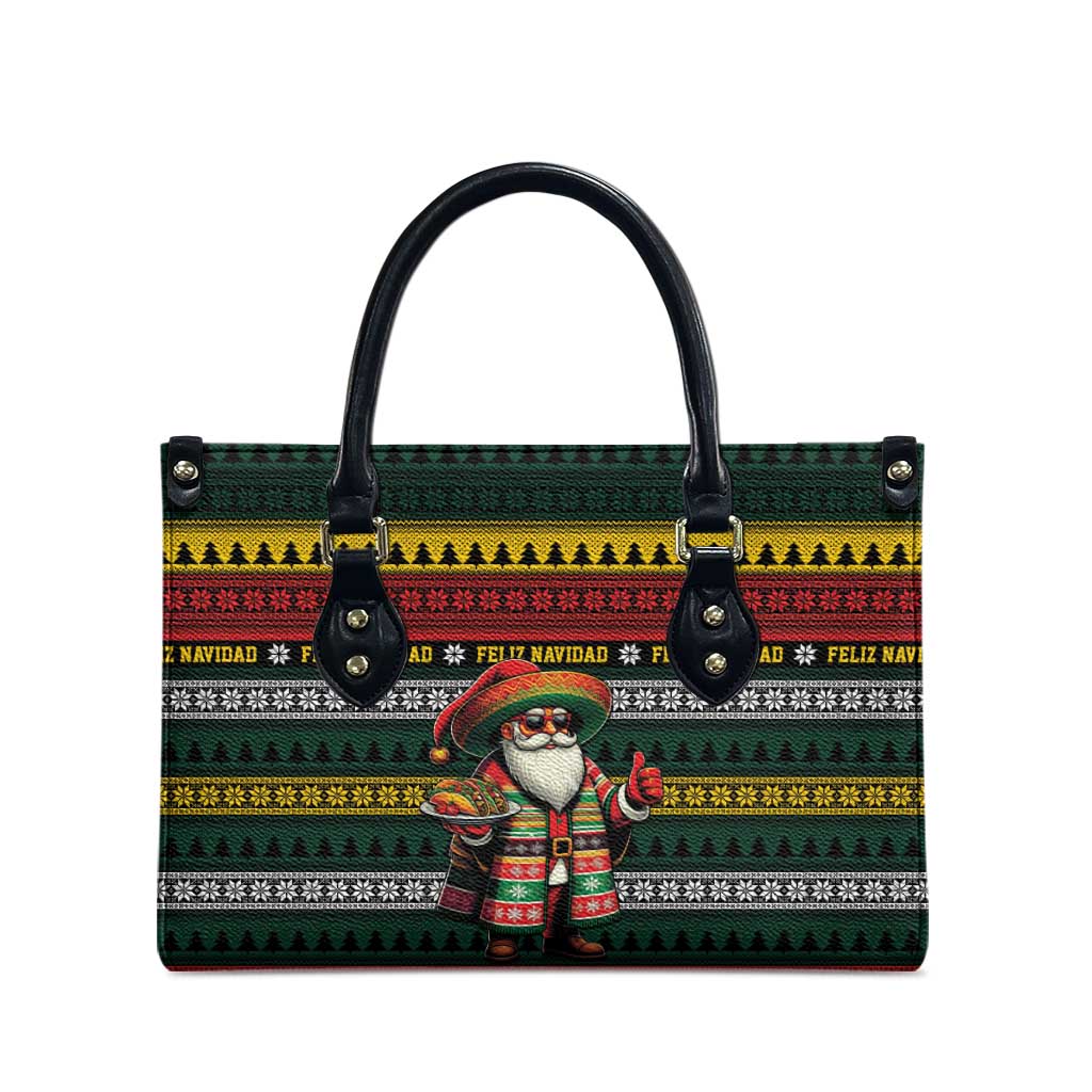 Mexican Santa Sombrero Leather Bag Feliz Navidad Mexico - Wonder Print Shop