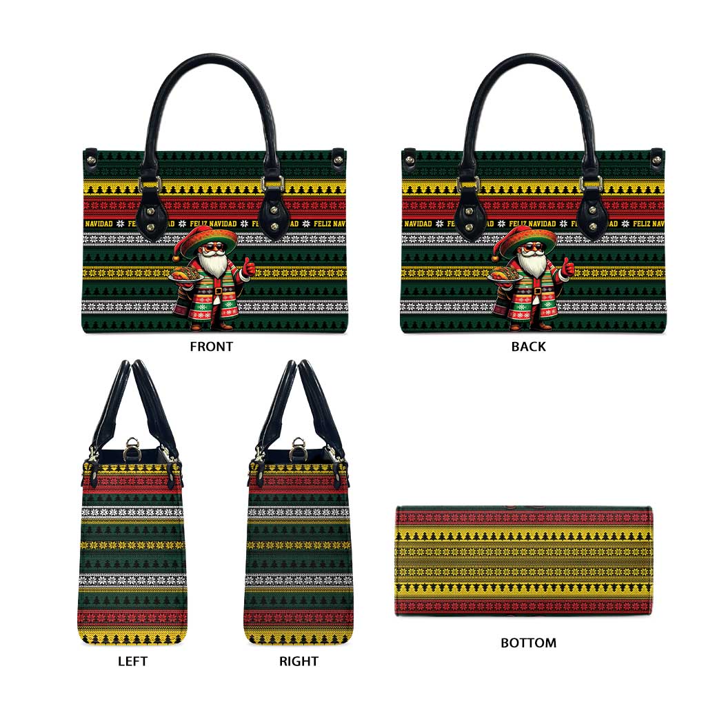 Mexican Santa Sombrero Leather Bag Feliz Navidad Mexico - Wonder Print Shop