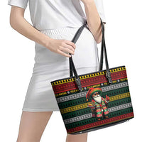 Mexican Santa Sombrero Leather Tote Bag Feliz Navidad Mexico - Wonder Print Shop