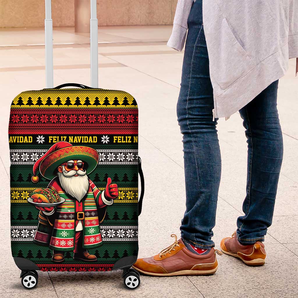 Mexican Santa Sombrero Luggage Cover Feliz Navidad Mexico - Wonder Print Shop