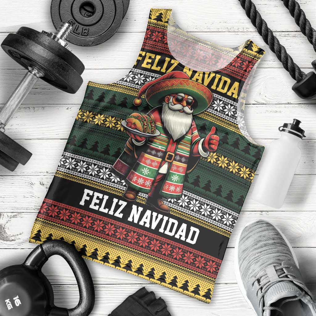 Mexican Santa Sombrero Men Tank Top Feliz Navidad Mexico - Wonder Print Shop