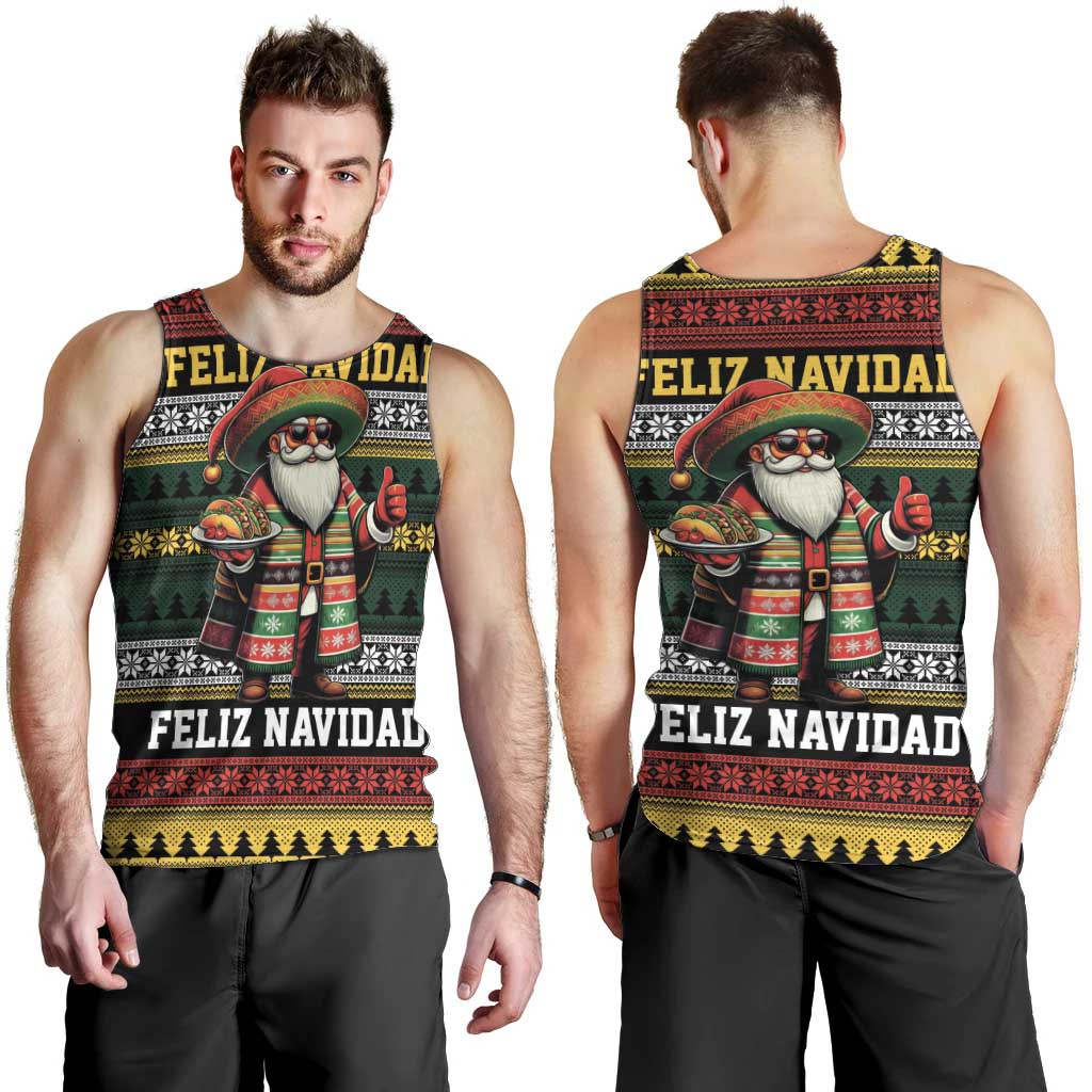 Mexican Santa Sombrero Men Tank Top Feliz Navidad Mexico - Wonder Print Shop