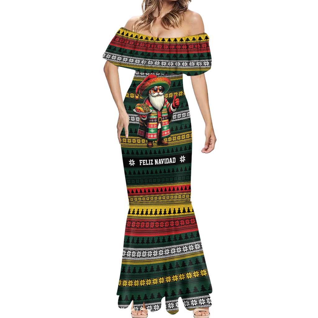 Mexican Santa Sombrero Mermaid Dress Feliz Navidad Mexico - Wonder Print Shop
