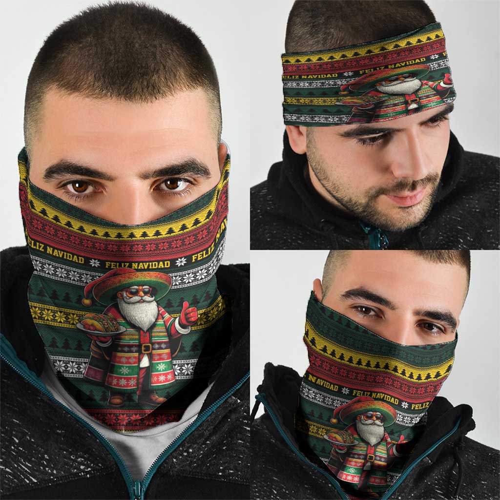 Mexican Santa Sombrero Neck Gaiter Feliz Navidad Mexico - Wonder Print Shop
