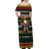 Mexican Santa Sombrero Off Shoulder Maxi Dress Feliz Navidad Mexico - Wonder Print Shop