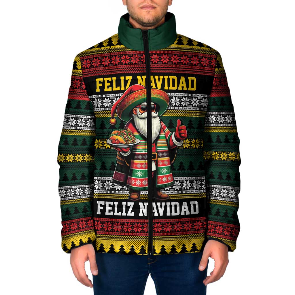 Mexican Santa Sombrero Padded Jacket Feliz Navidad Mexico - Wonder Print Shop