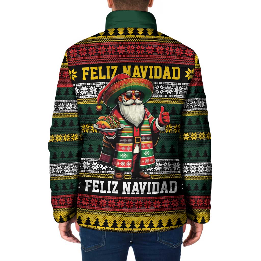 Mexican Santa Sombrero Padded Jacket Feliz Navidad Mexico - Wonder Print Shop