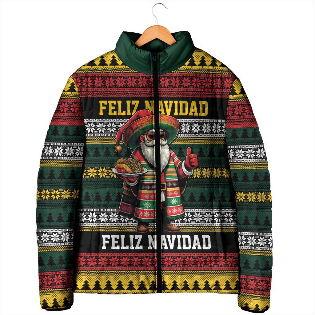 Mexican Santa Sombrero Padded Jacket Feliz Navidad Mexico - Wonder Print Shop