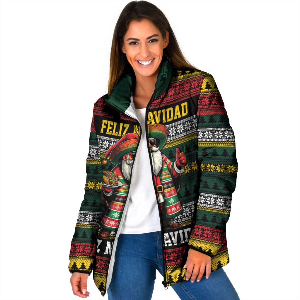 Mexican Santa Sombrero Padded Jacket Feliz Navidad Mexico - Wonder Print Shop