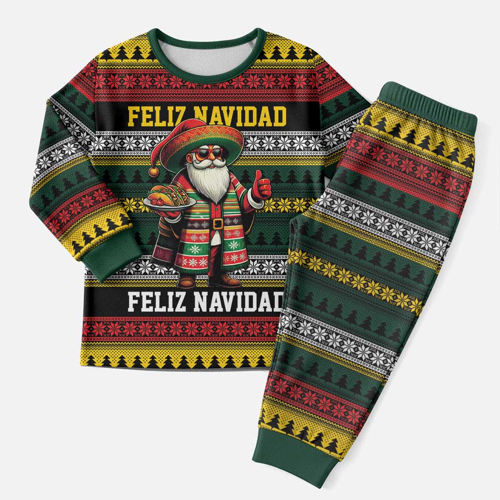 Mexican Santa Sombrero Christmas Pajama Set Feliz Navidad Mexico - Wonder Print Shop