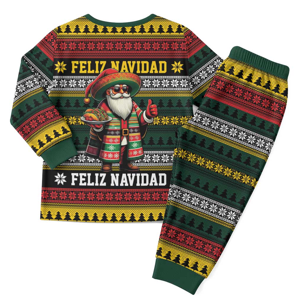 Mexican Santa Sombrero Christmas Pajama Set Feliz Navidad Mexico - Wonder Print Shop