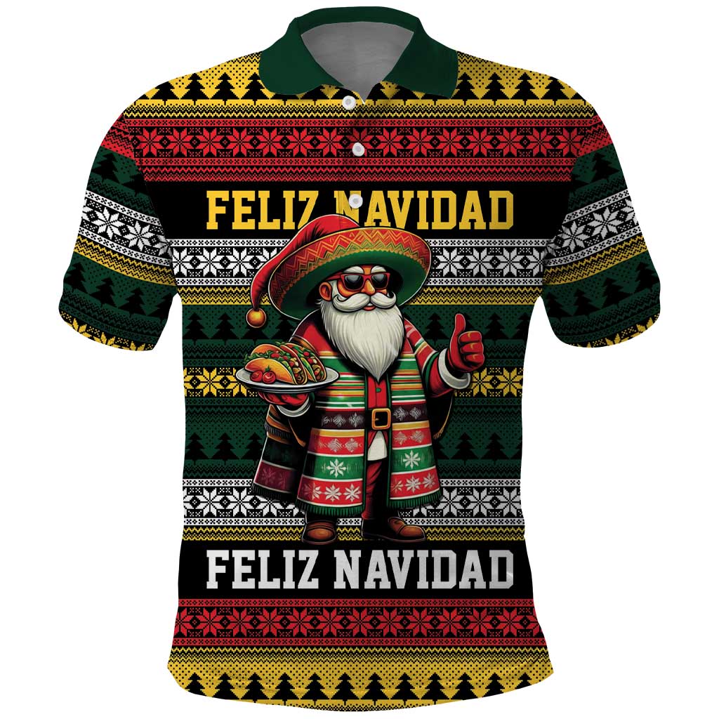 Mexican Santa Sombrero Polo Shirt Feliz Navidad Mexico - Wonder Print Shop