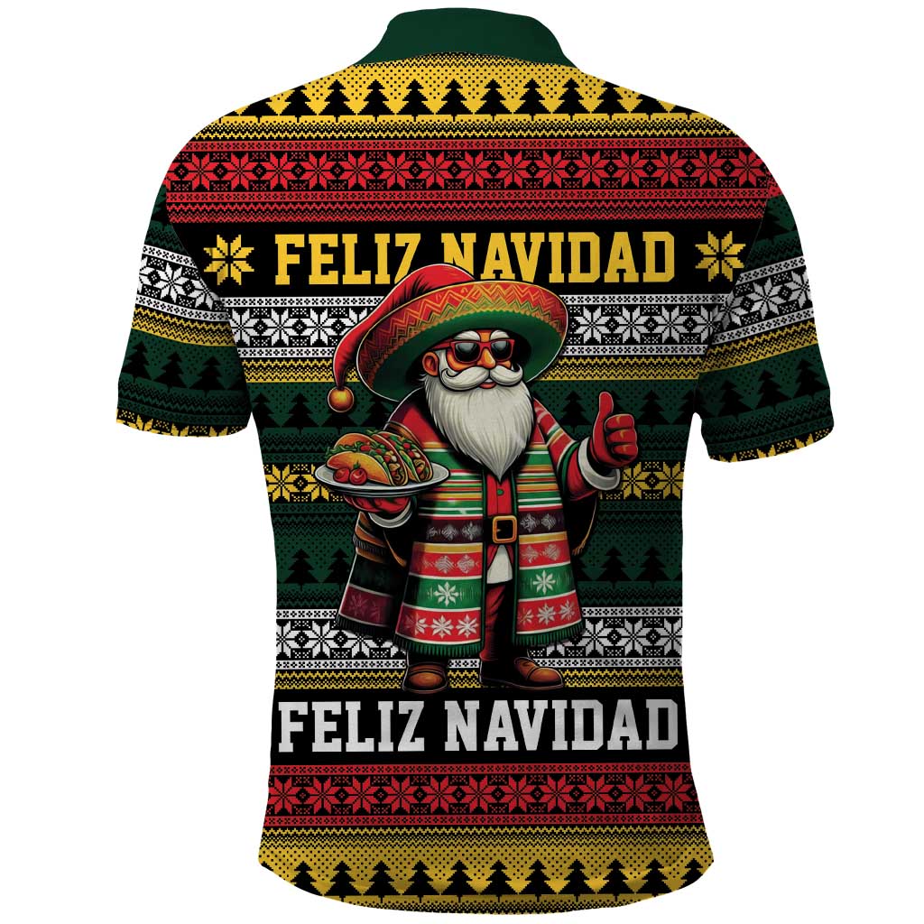 Mexican Santa Sombrero Polo Shirt Feliz Navidad Mexico - Wonder Print Shop