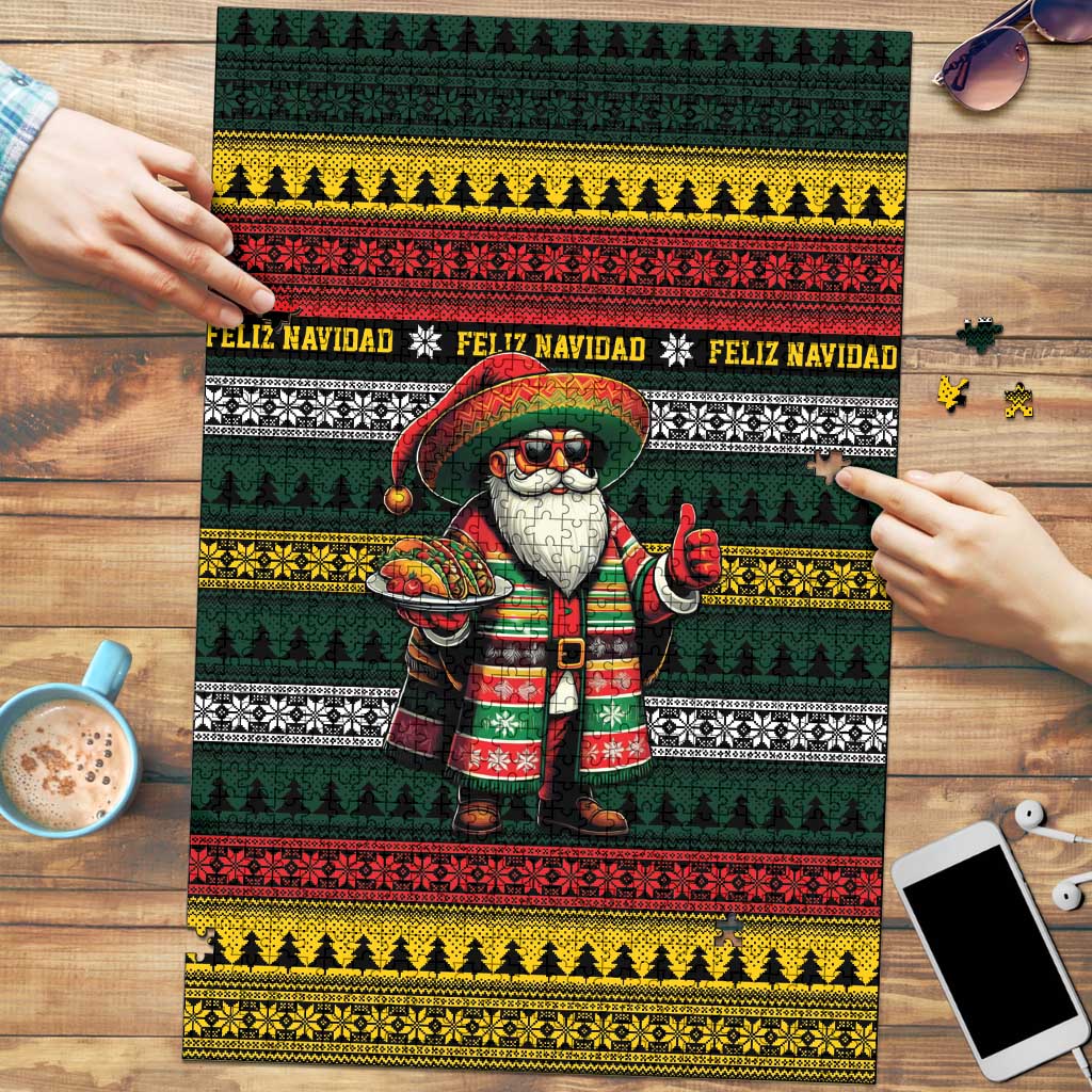 Mexican Santa Sombrero Puzzle Feliz Navidad Mexico - Wonder Print Shop