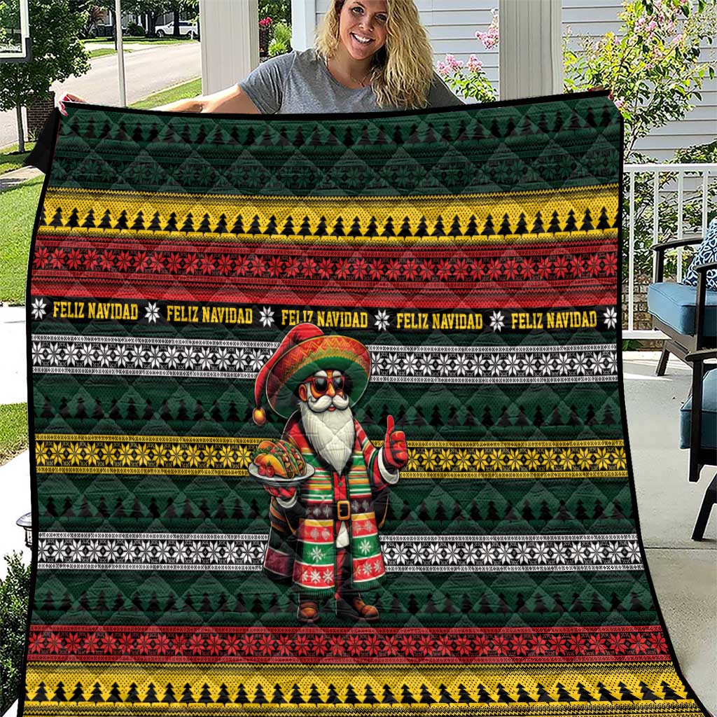 Mexican Santa Sombrero Quilt Feliz Navidad Mexico - Wonder Print Shop
