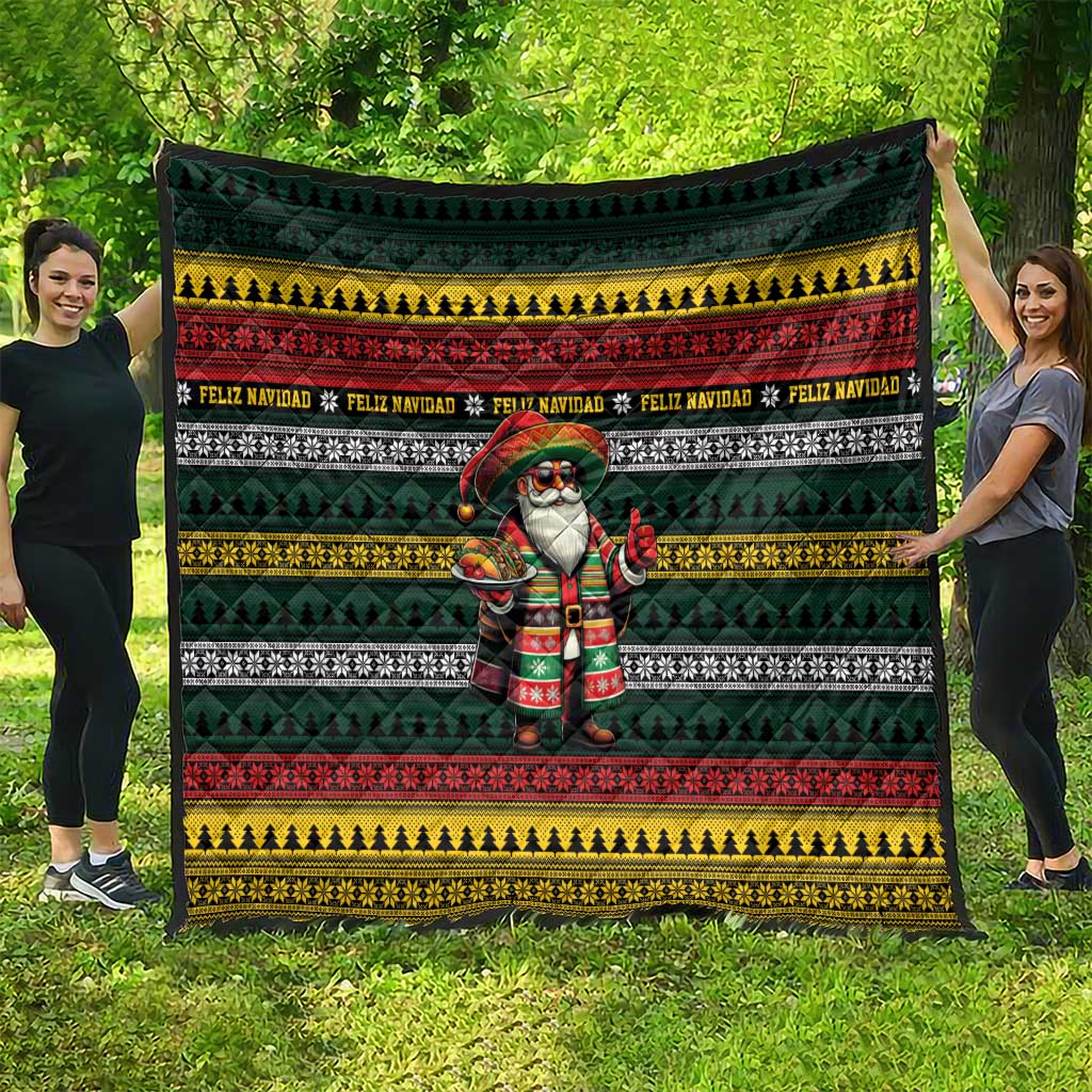 Mexican Santa Sombrero Quilt Feliz Navidad Mexico - Wonder Print Shop