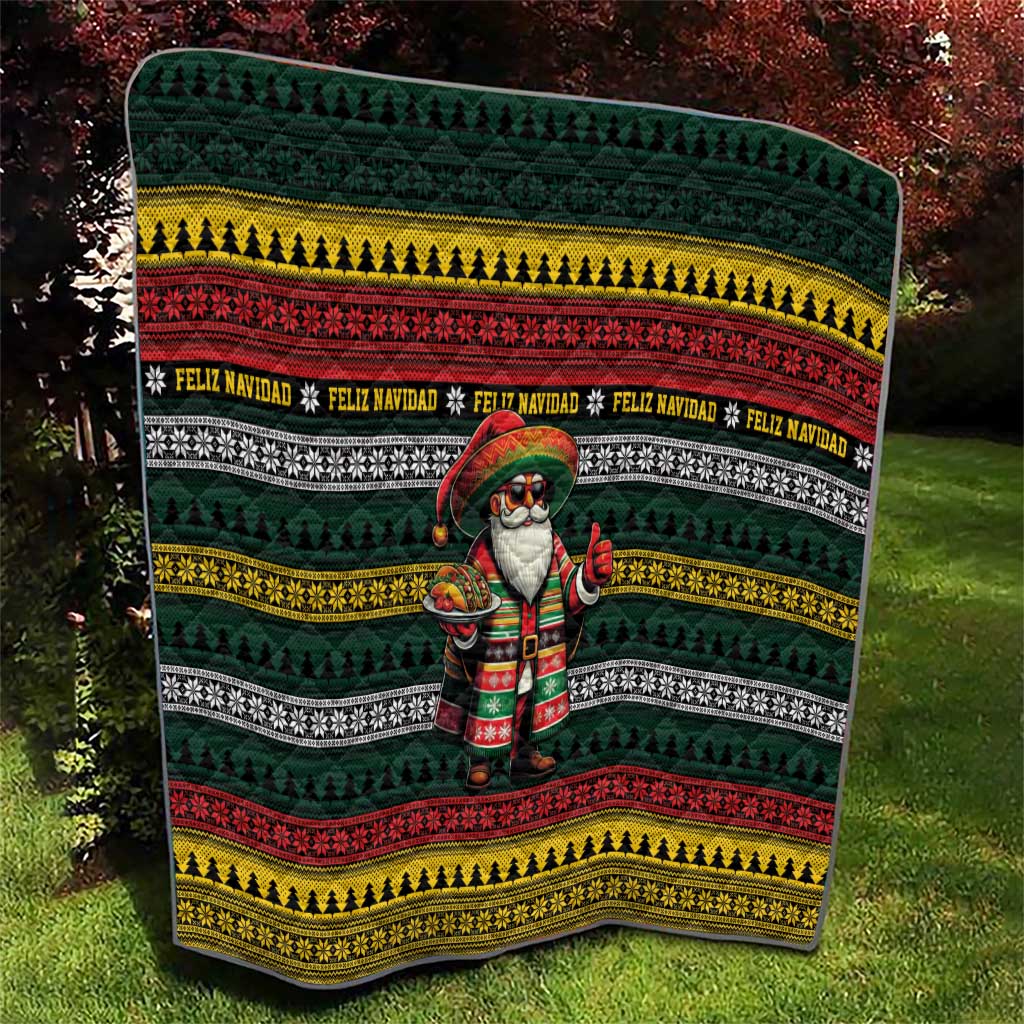 Mexican Santa Sombrero Quilt Feliz Navidad Mexico - Wonder Print Shop