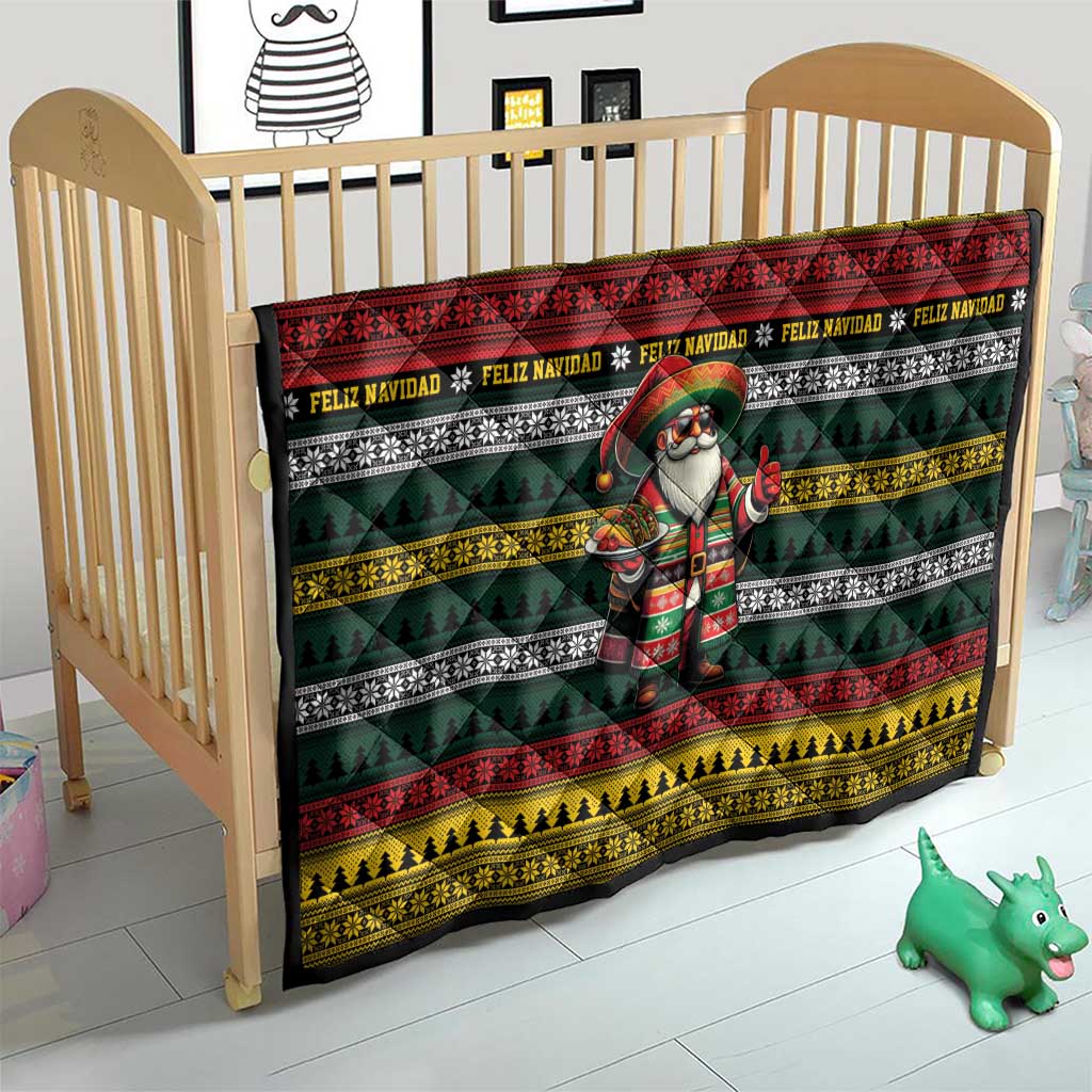 Mexican Santa Sombrero Quilt Feliz Navidad Mexico - Wonder Print Shop