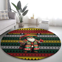 Mexican Santa Sombrero Round Carpet Feliz Navidad Mexico - Wonder Print Shop