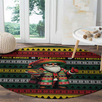 Mexican Santa Sombrero Round Carpet Feliz Navidad Mexico - Wonder Print Shop