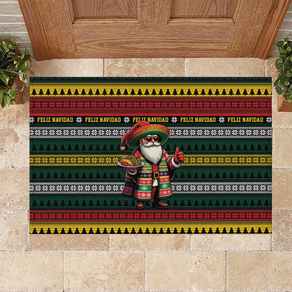 Mexican Santa Sombrero Rubber Doormat Feliz Navidad Mexico - Wonder Print Shop