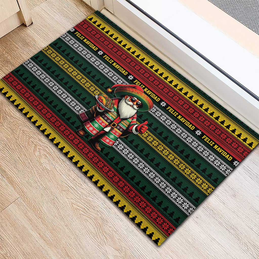 Mexican Santa Sombrero Rubber Doormat Feliz Navidad Mexico - Wonder Print Shop