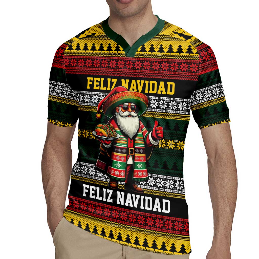 Mexican Santa Sombrero Rugby Jersey Feliz Navidad Mexico - Wonder Print Shop