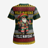 Mexican Santa Sombrero Scrub Top Feliz Navidad Mexico - Wonder Print Shop