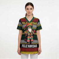Mexican Santa Sombrero Scrub Top Feliz Navidad Mexico - Wonder Print Shop