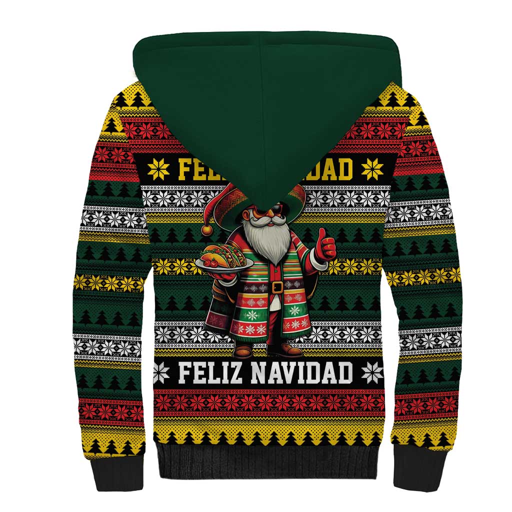 Mexican Santa Sombrero Sherpa Hoodie Feliz Navidad Mexico - Wonder Print Shop