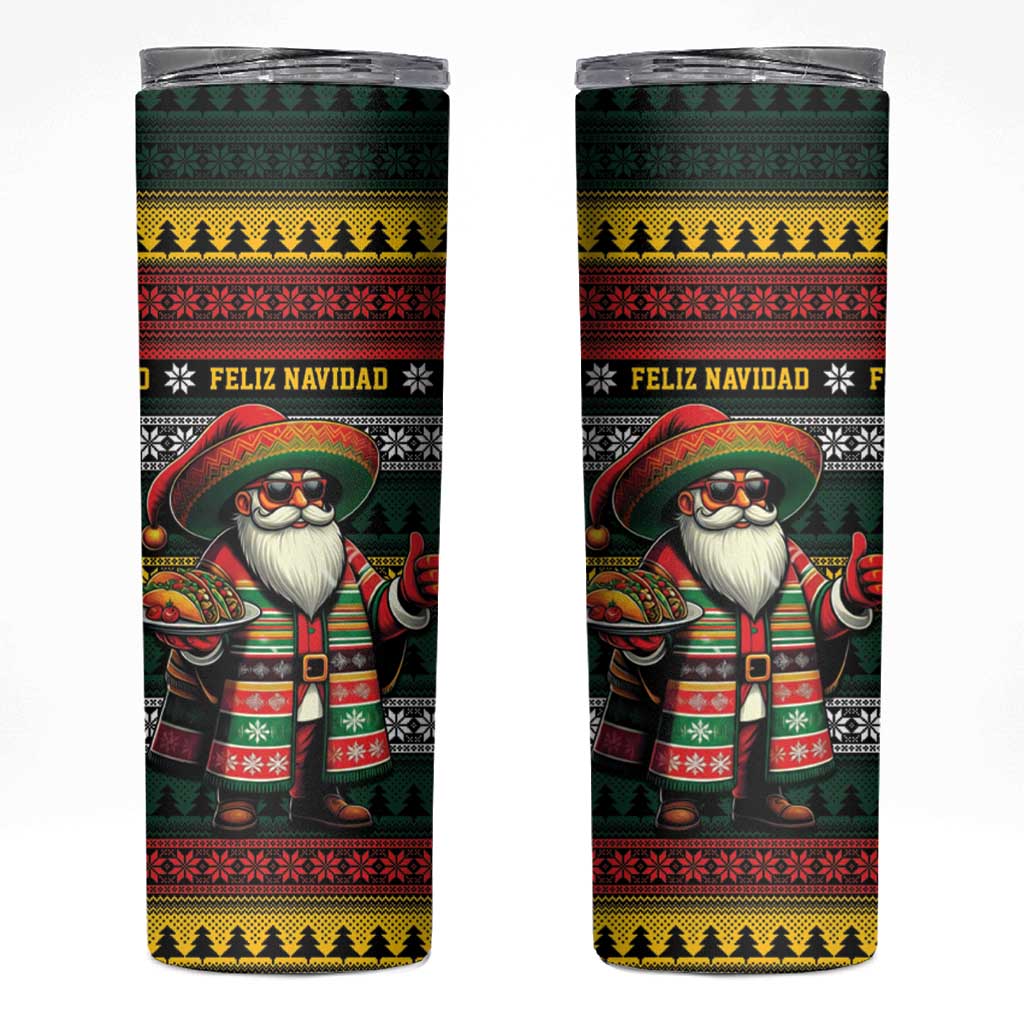 Mexican Santa Sombrero Skinny Tumbler Feliz Navidad Mexico - Wonder Print Shop