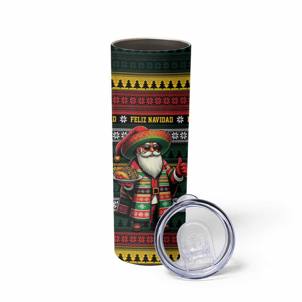 Mexican Santa Sombrero Skinny Tumbler Feliz Navidad Mexico - Wonder Print Shop