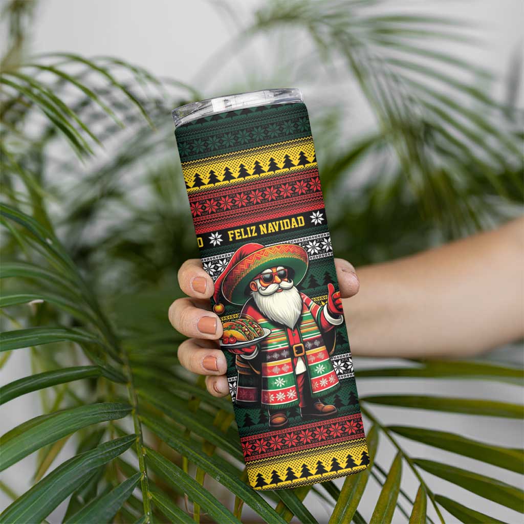 Mexican Santa Sombrero Skinny Tumbler Feliz Navidad Mexico - Wonder Print Shop