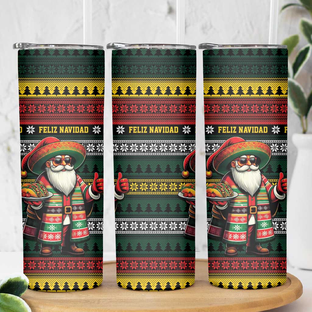 Mexican Santa Sombrero Skinny Tumbler Feliz Navidad Mexico - Wonder Print Shop