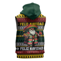 Mexican Santa Sombrero Sleeveless Hoodie Feliz Navidad Mexico - Wonder Print Shop