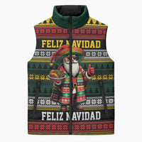 Mexican Santa Sombrero Sleeveless Puffer Jacket Feliz Navidad Mexico - Wonder Print Shop