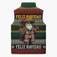 Mexican Santa Sombrero Sleeveless Puffer Jacket Feliz Navidad Mexico - Wonder Print Shop