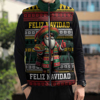 Mexican Santa Sombrero Sleeveless Puffer Jacket Feliz Navidad Mexico - Wonder Print Shop