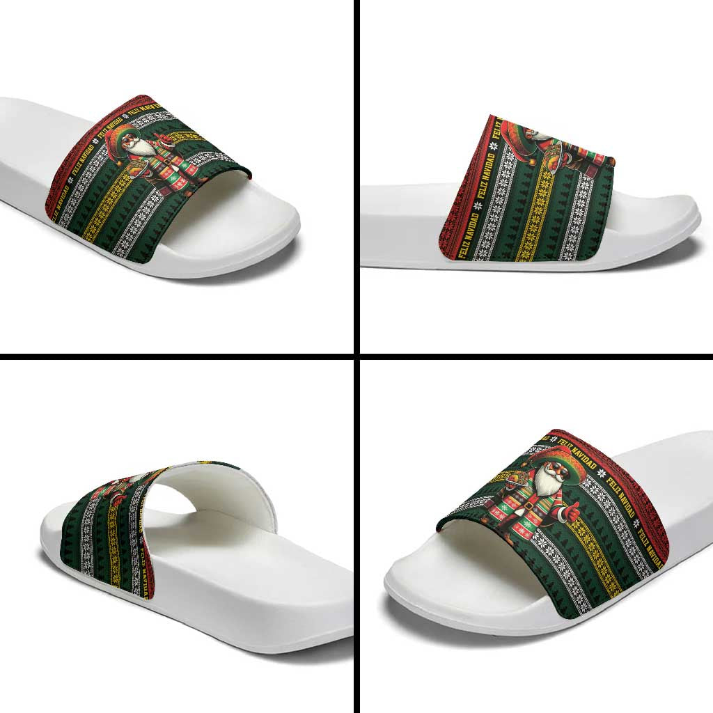 Mexican Santa Sombrero Slide Sandals Feliz Navidad Mexico - Wonder Print Shop