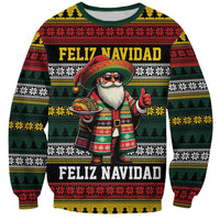 Mexican Santa Sombrero Sweatshirt Feliz Navidad Mexico - Wonder Print Shop