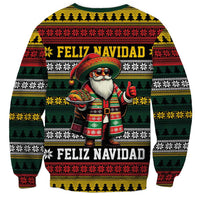 Mexican Santa Sombrero Sweatshirt Feliz Navidad Mexico - Wonder Print Shop