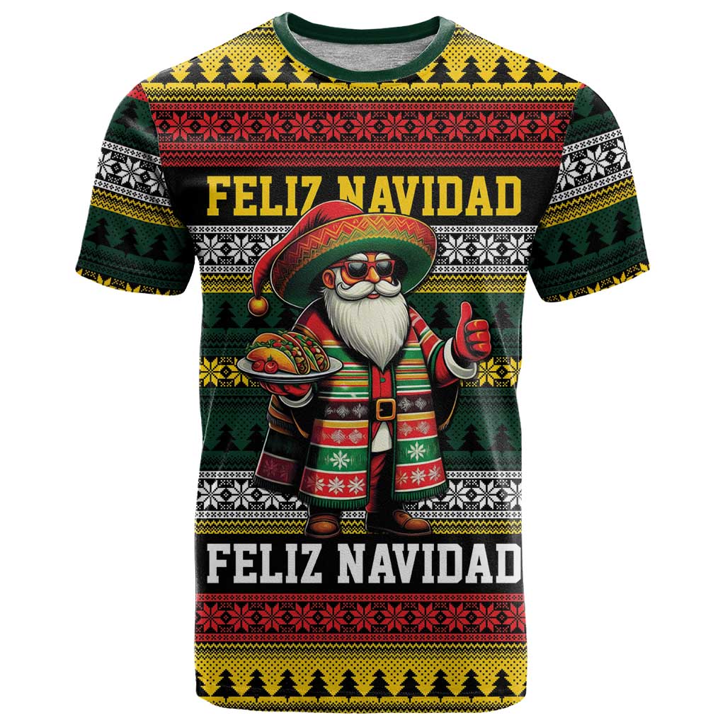 Mexican Santa Sombrero T Shirt Feliz Navidad Mexico - Wonder Print Shop