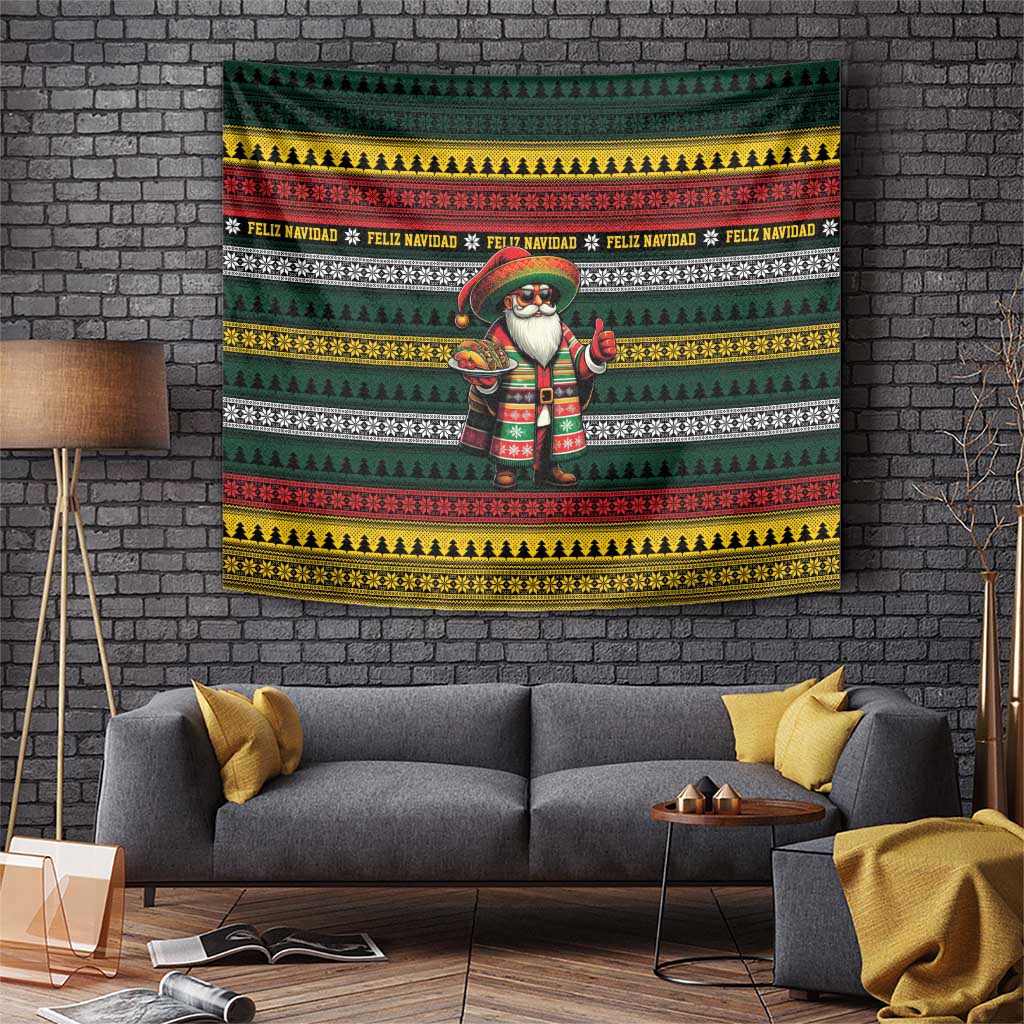Mexican Santa Sombrero Tapestry Feliz Navidad Mexico - Wonder Print Shop