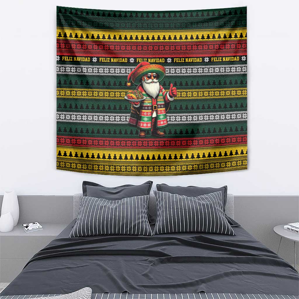 Mexican Santa Sombrero Tapestry Feliz Navidad Mexico - Wonder Print Shop